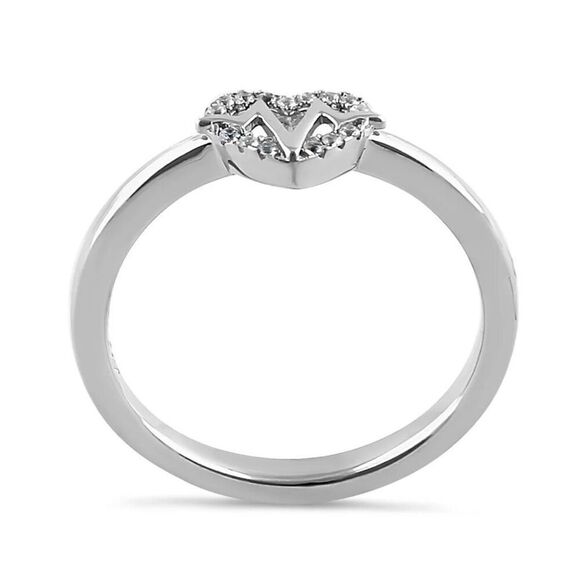 Sterling Silver Inner Heartbeat Round Cut Clear CZ Ring Nurse Doctor Gift New - Picture 3 of 4